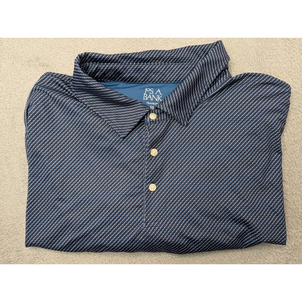 Jos A Bank Traveler Mens 3X Long Sleeve Tailored Fit Golf Polo Shirt Blue - Picture 8 of 9